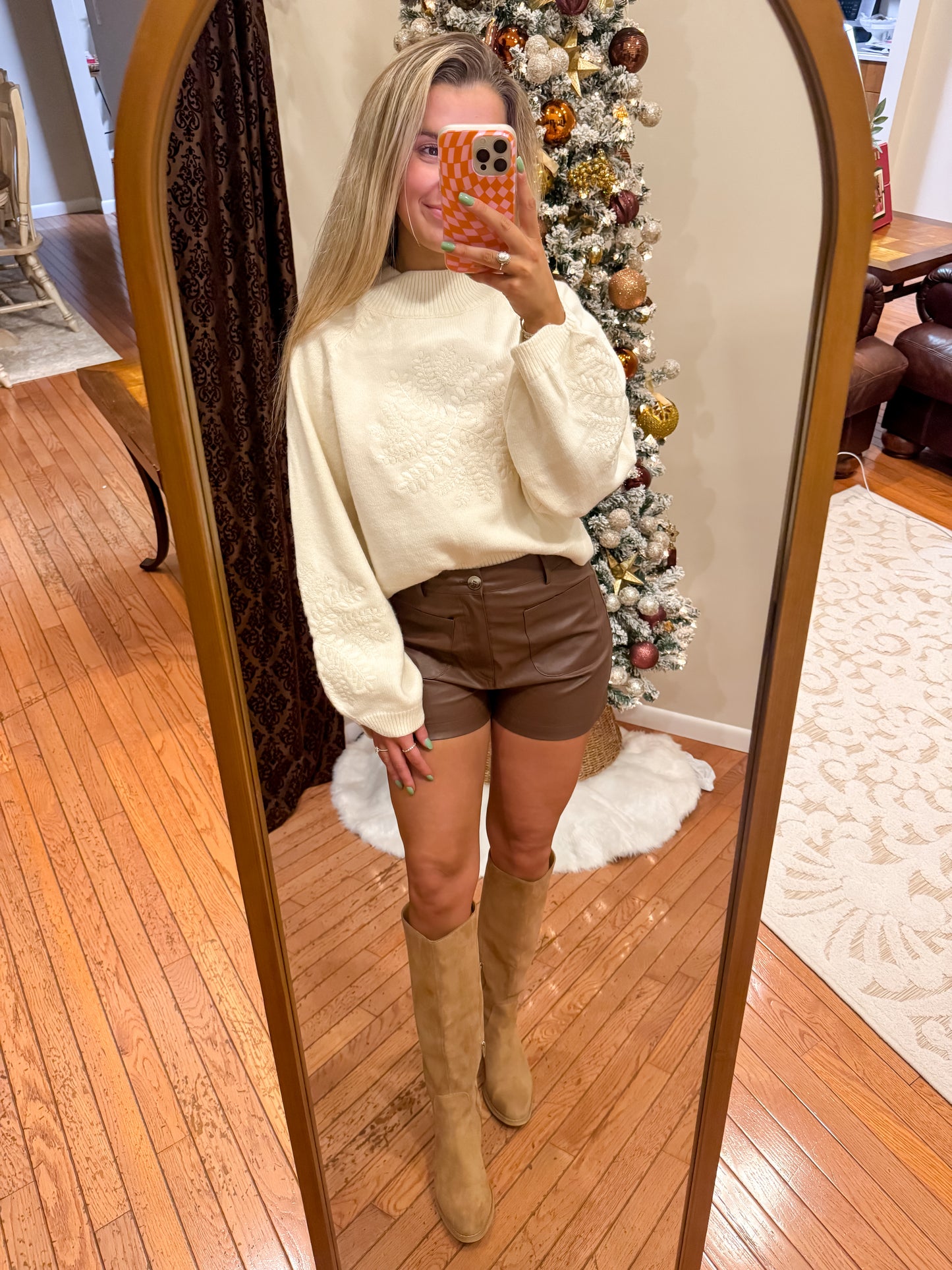 Faux Brown Leather Shorts
