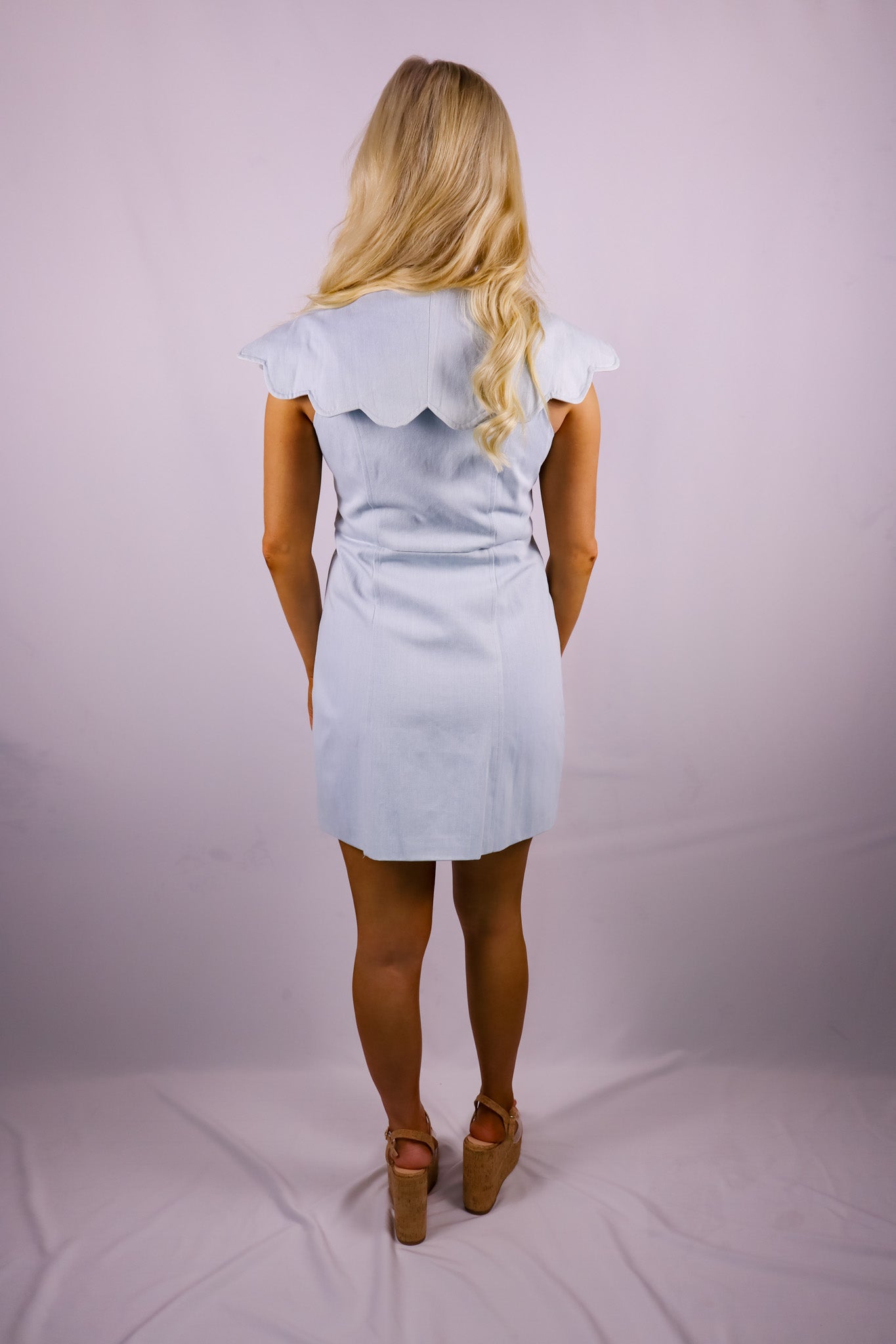 Scallop Chic Denim Mini Dress