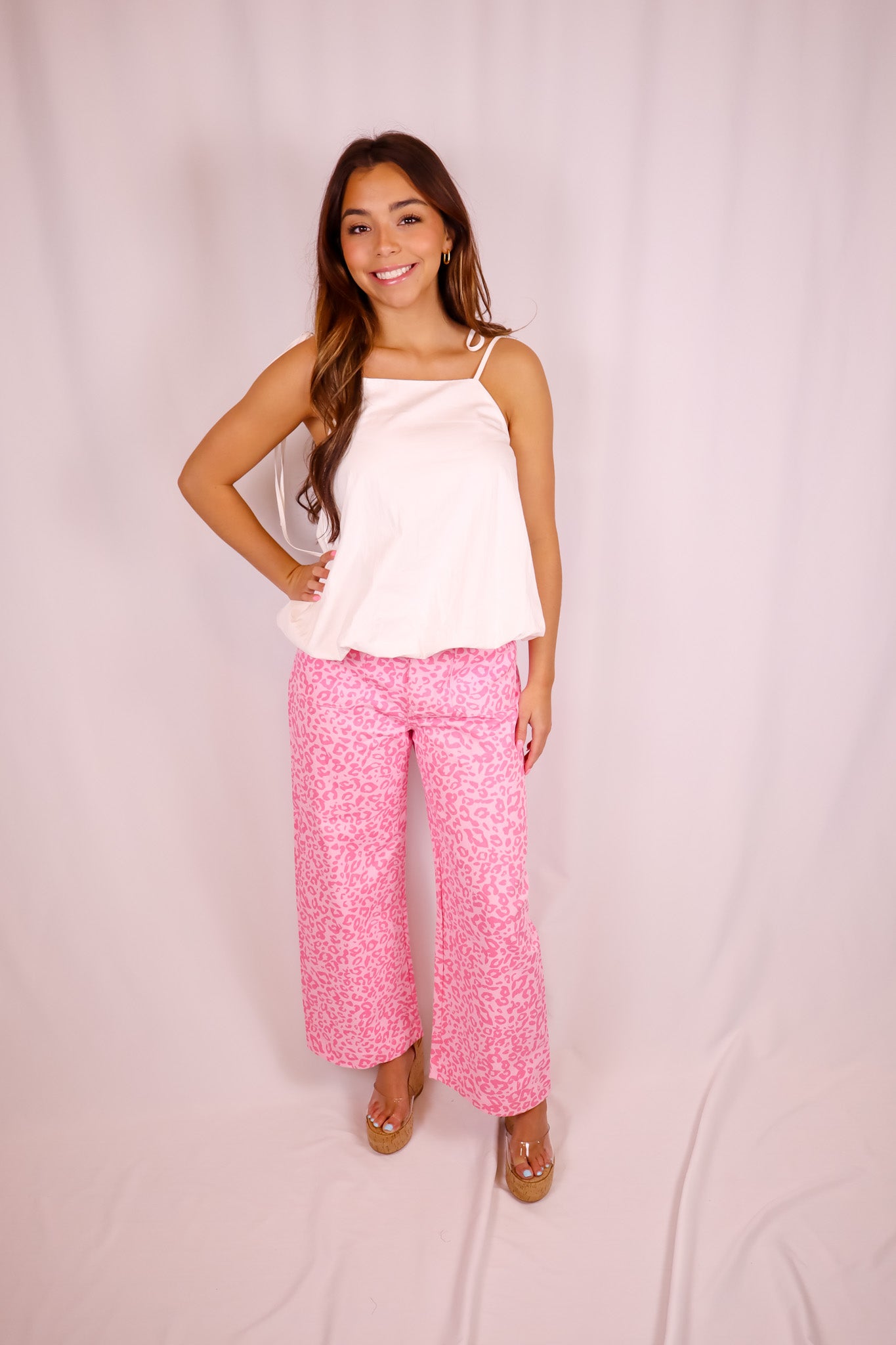 Blush Safari High-Waisted Wide-Leg Jeans
