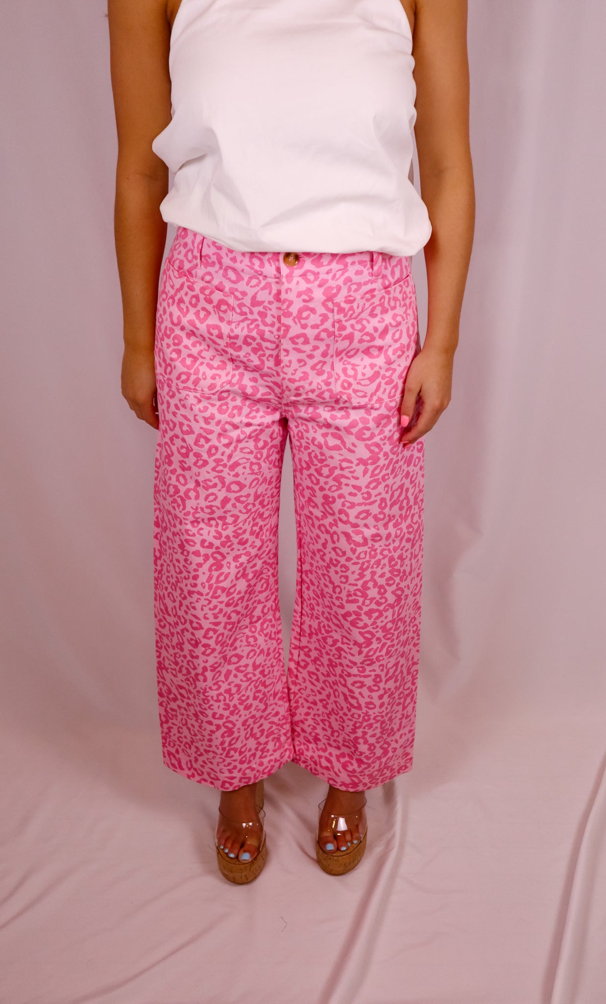 Blush Safari High-Waisted Wide-Leg Jeans
