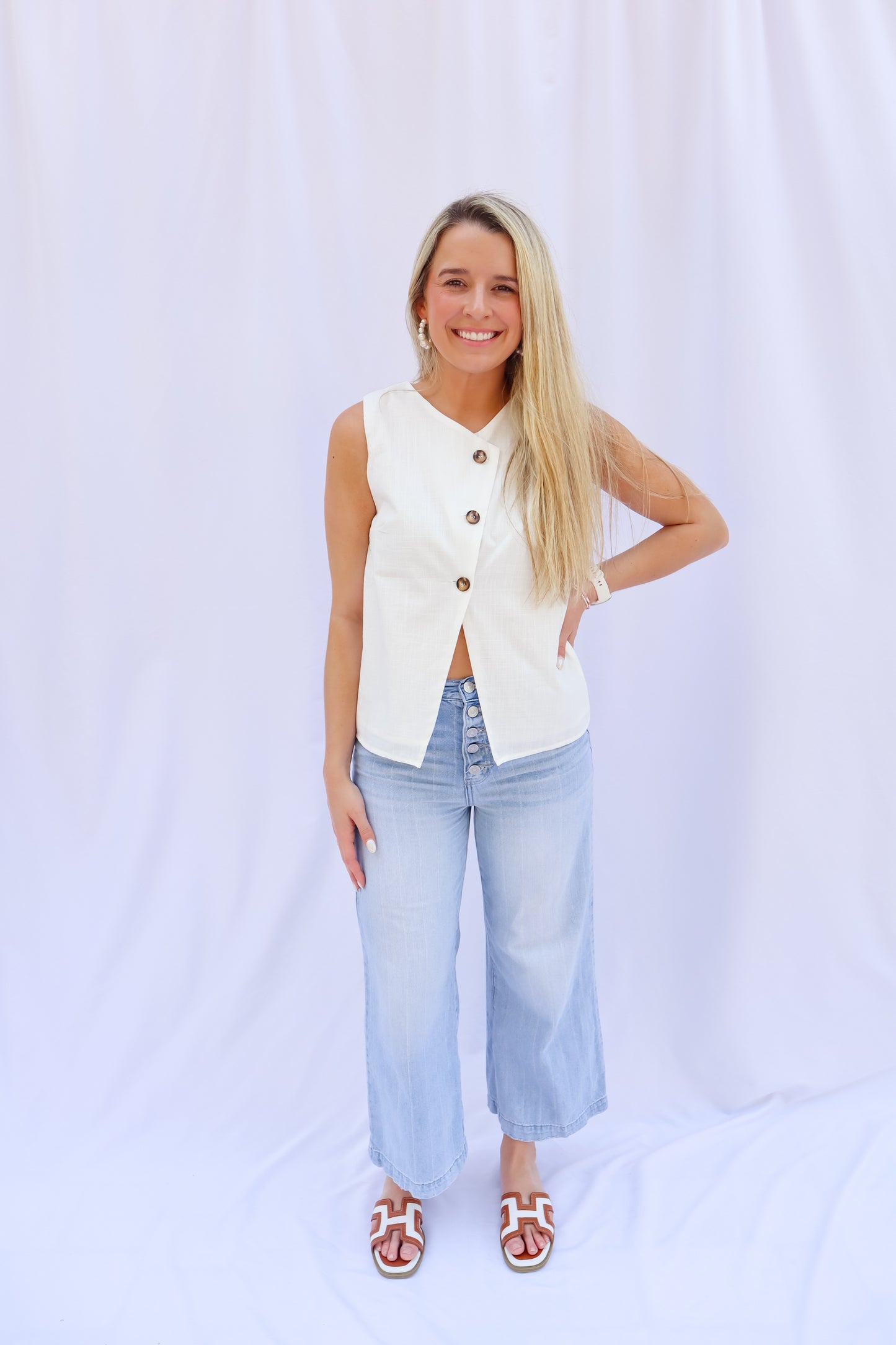 Ivory Button-Down Top