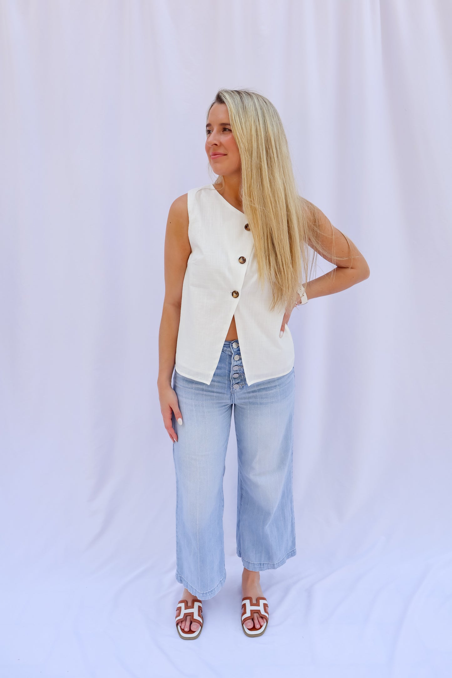 Ivory Button-Down Top