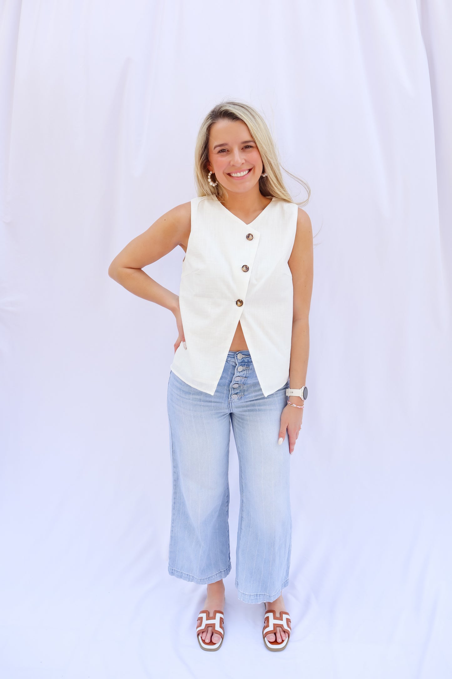 Ivory Button-Down Top