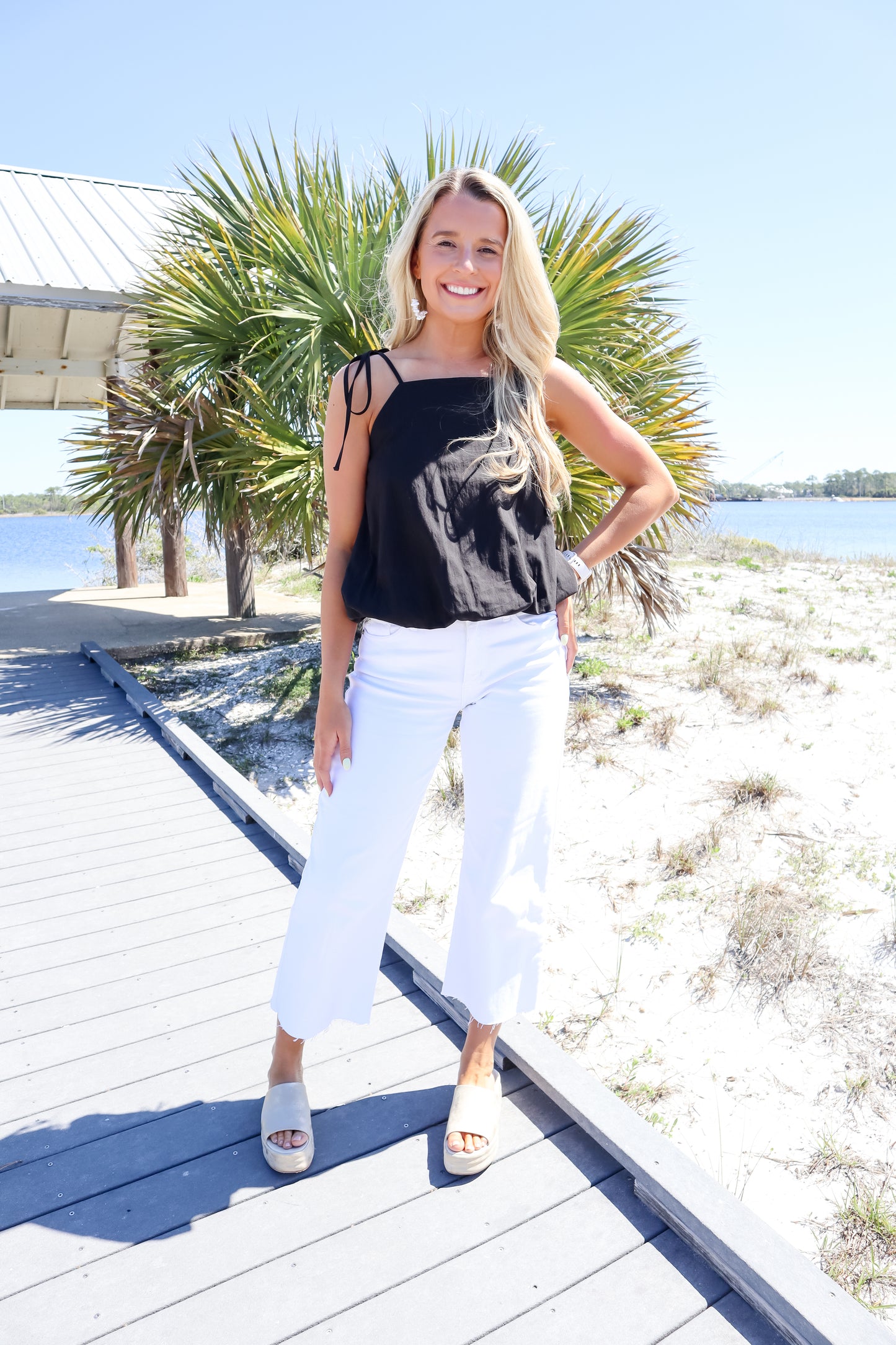Midnight Bubble Tie Top