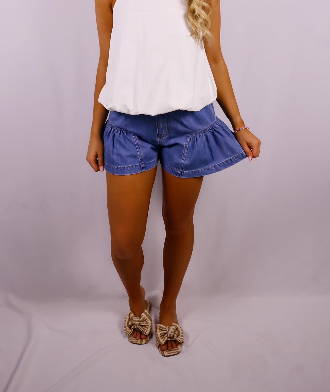 Denim Flare Shorts
