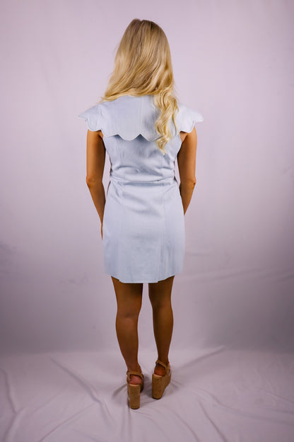 Scallop Chic Denim Mini Dress