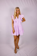 Lilac Scalloped Mini Dress