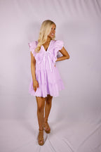 Lilac Scalloped Mini Dress