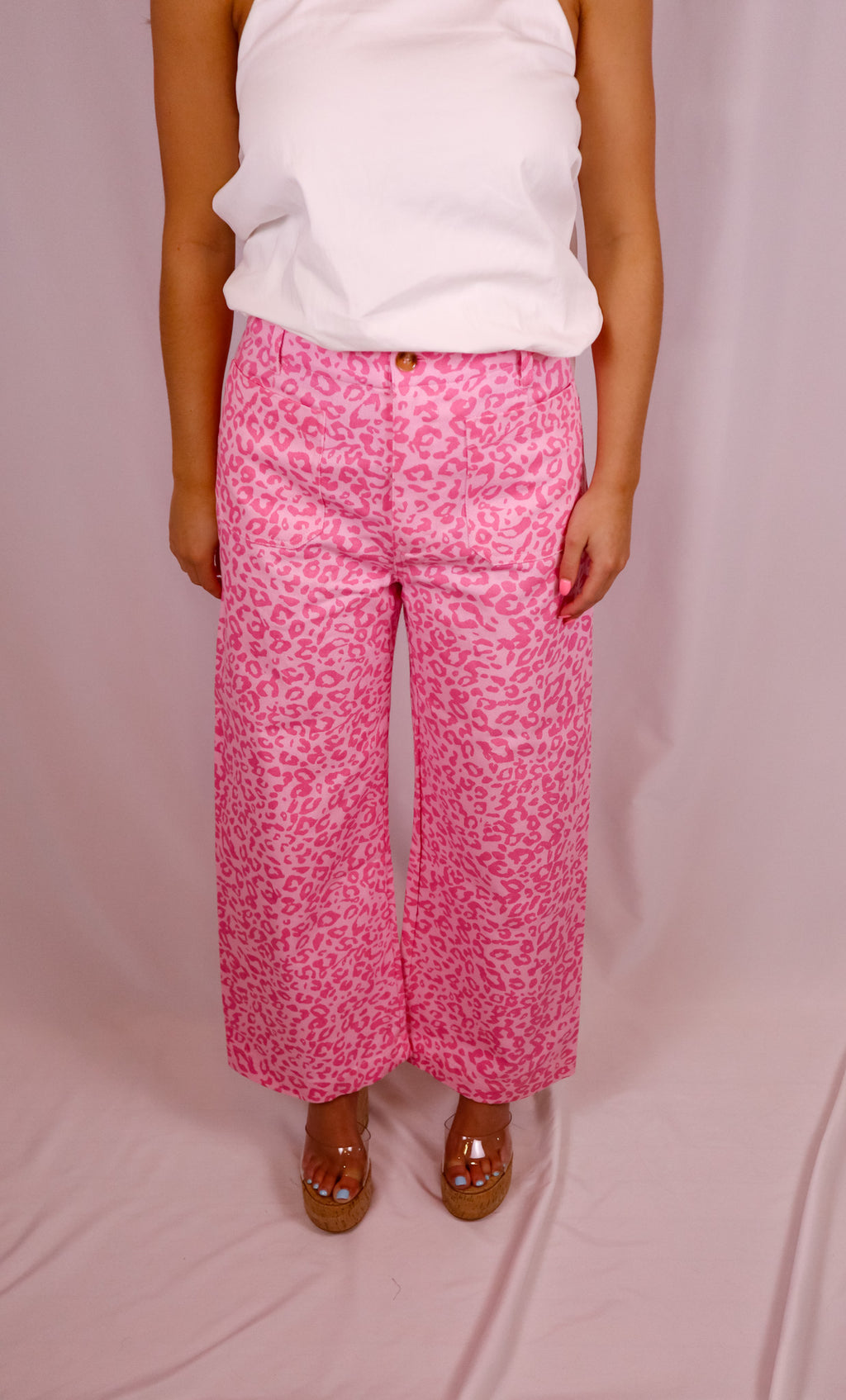 Blush Safari High-Waisted Wide-Leg Jeans