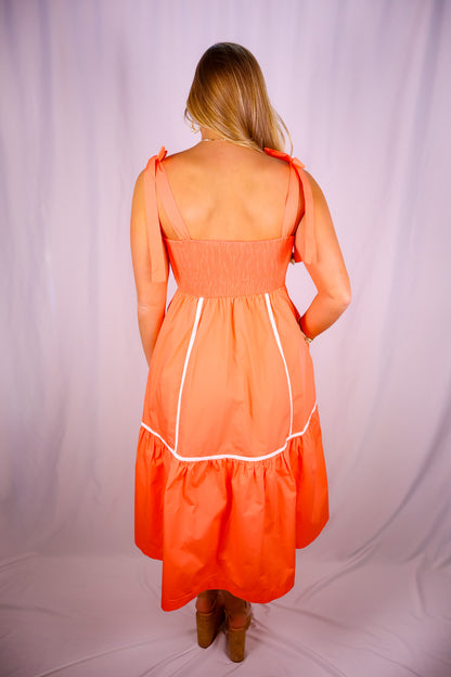 Classy Coral Midi Dress