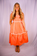 Classy Coral Midi Dress