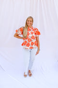 Poppy Fields Ruffle Neck Blouse