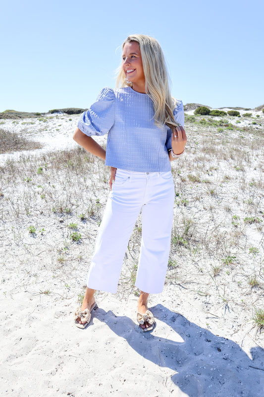 Periwinkle Charm Puff Sleeve Blouse