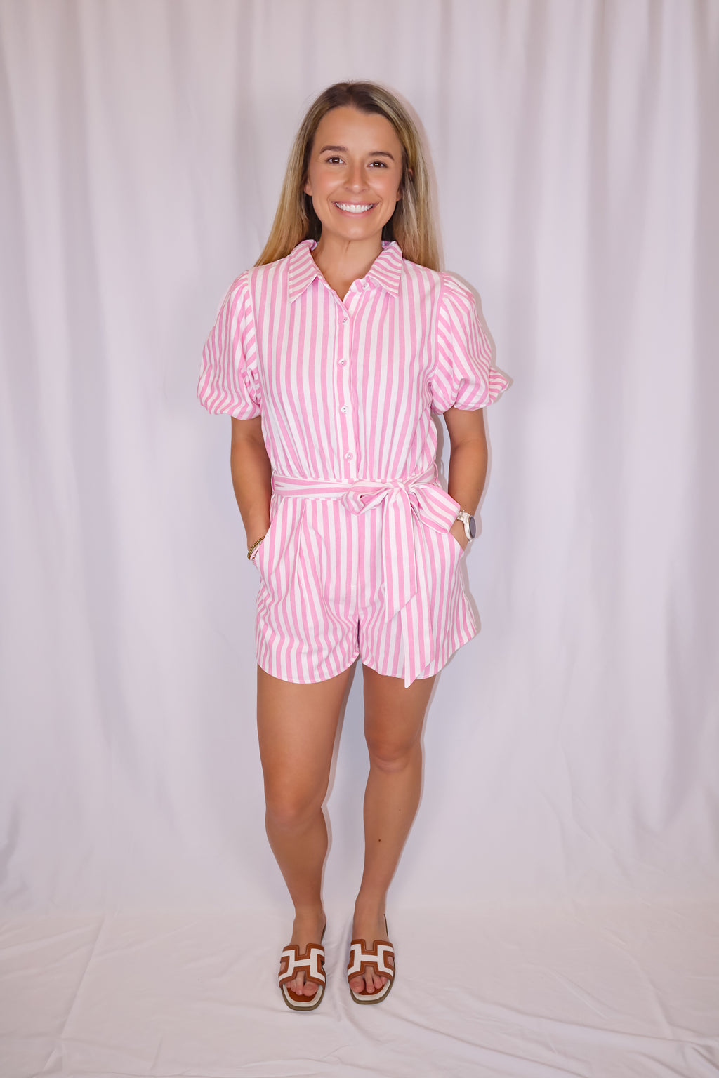 Pink Stripe Romper