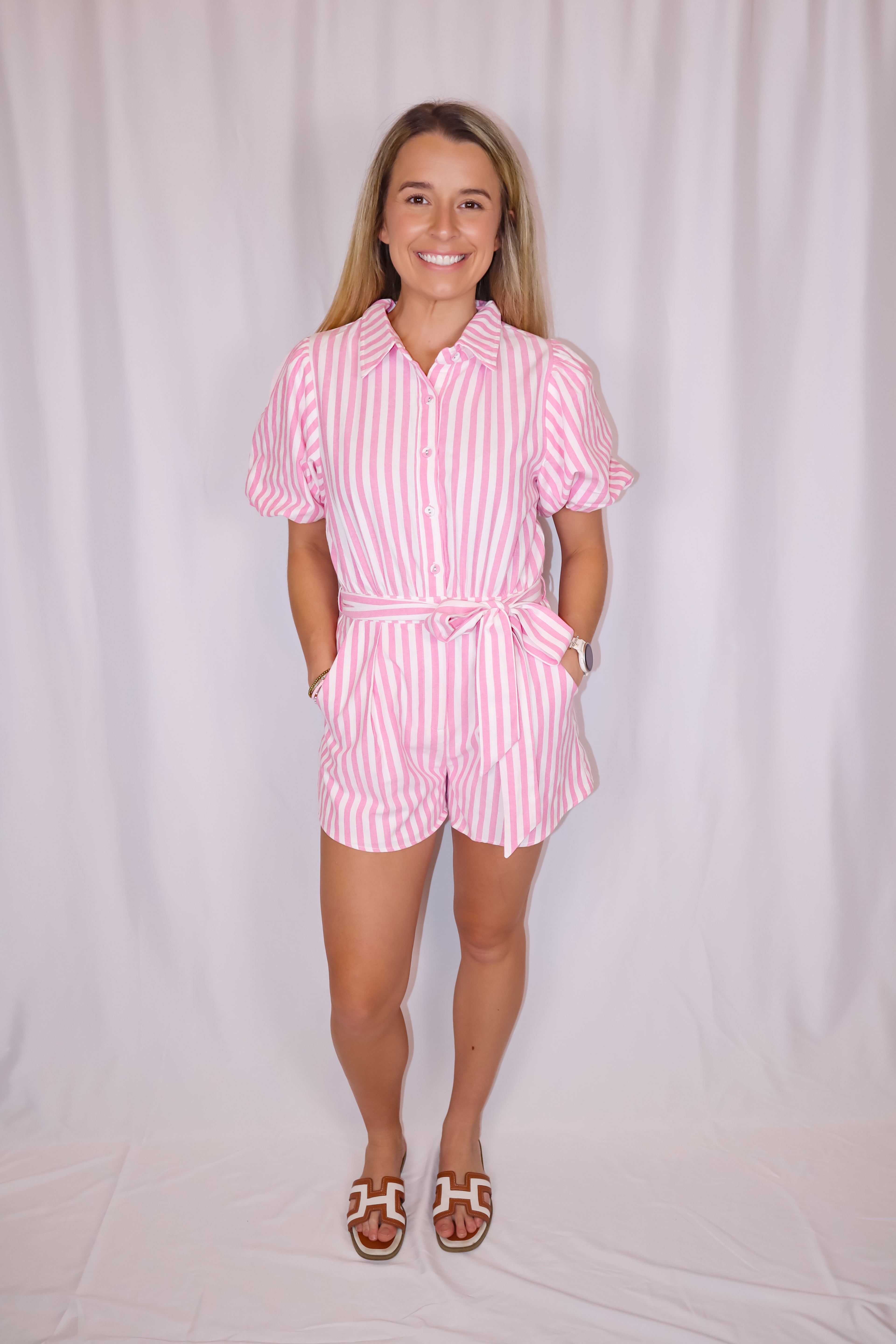 Pink Stripe Romper