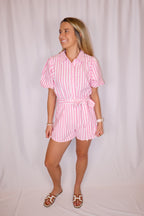 Pink Stripe Romper