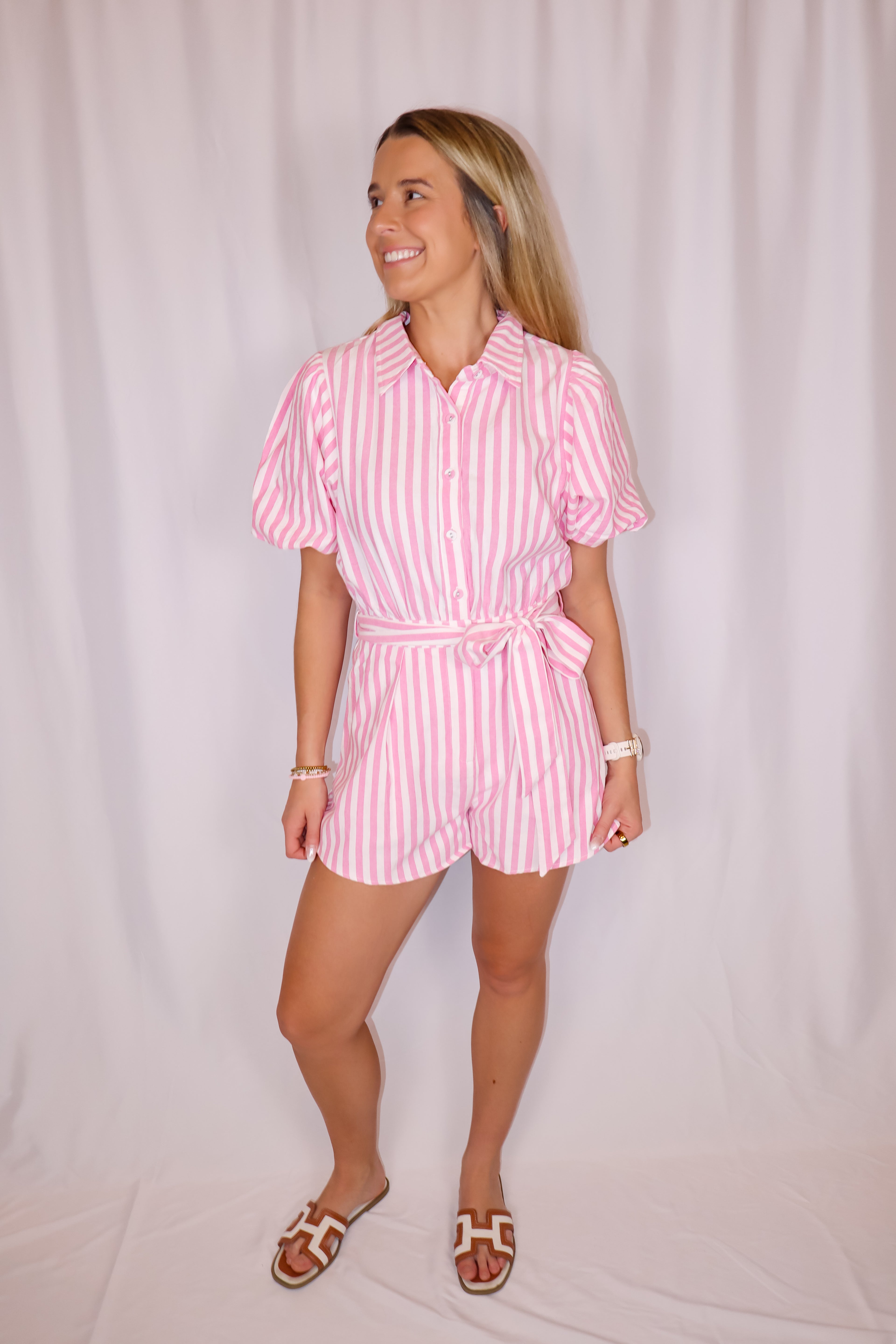 Pink Stripe Romper