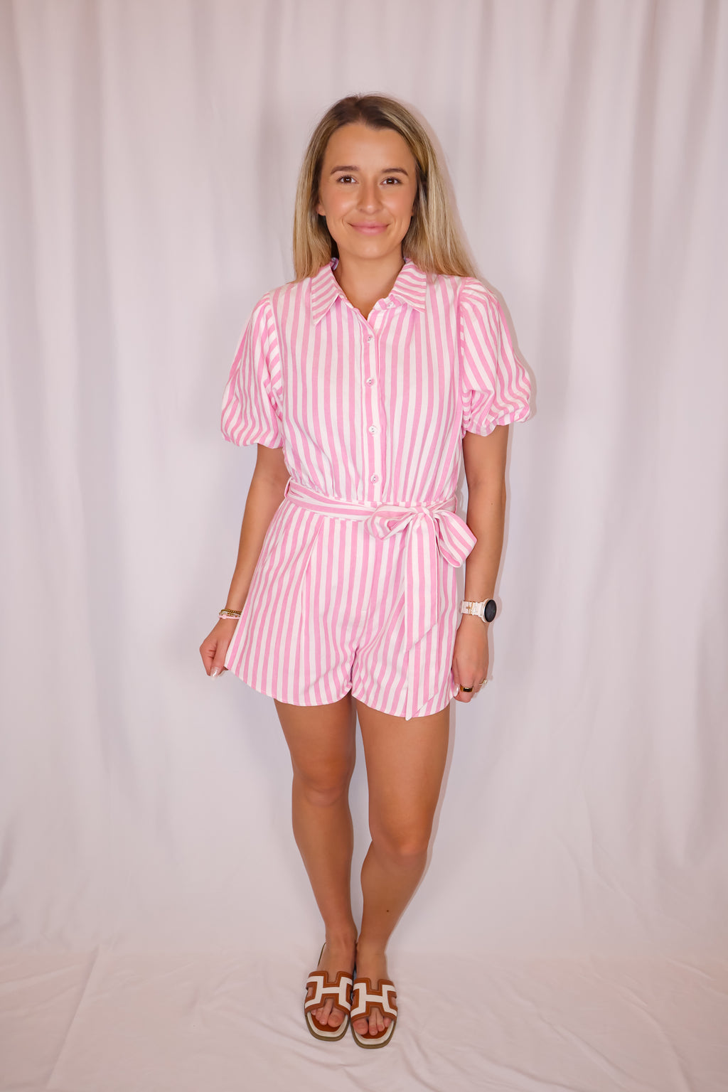 Pink Stripe Romper