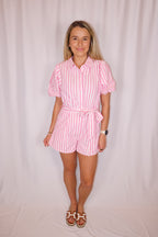 Pink Stripe Romper