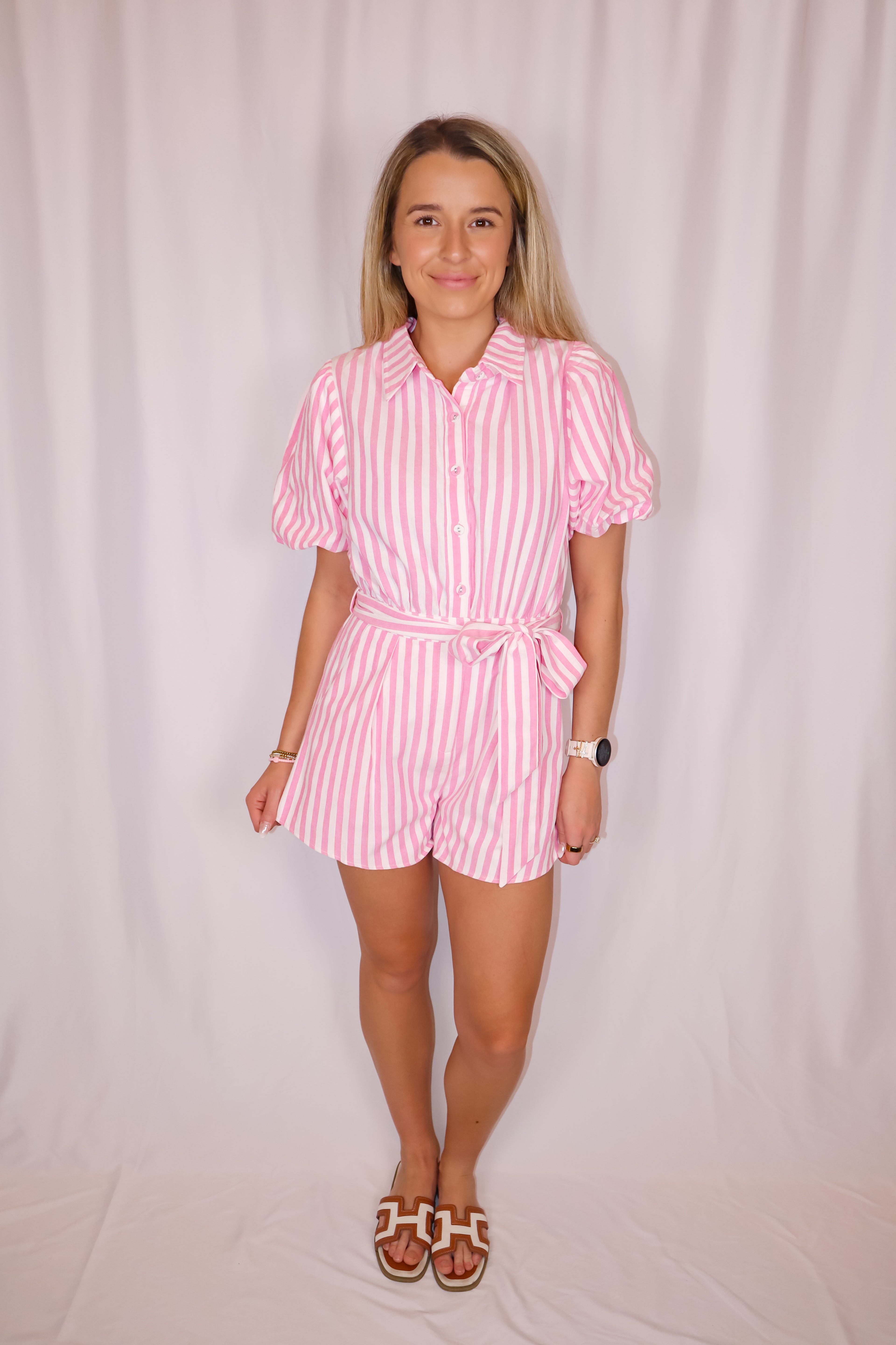 Pink Stripe Romper